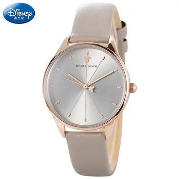 

DISNEY Quartz Watch Women Leather Waterproof Ladies Watch Mickey Casual Wrist Watches For Women Blue Pink Montre Femme