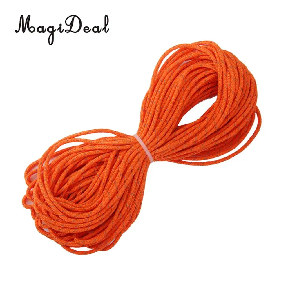 MagiDeal 3mm Orange Reflective Tent Guy Line Rope Camping Cord Paracord 20M for Outdoor Hunting Tent Awning Caravan Accessories