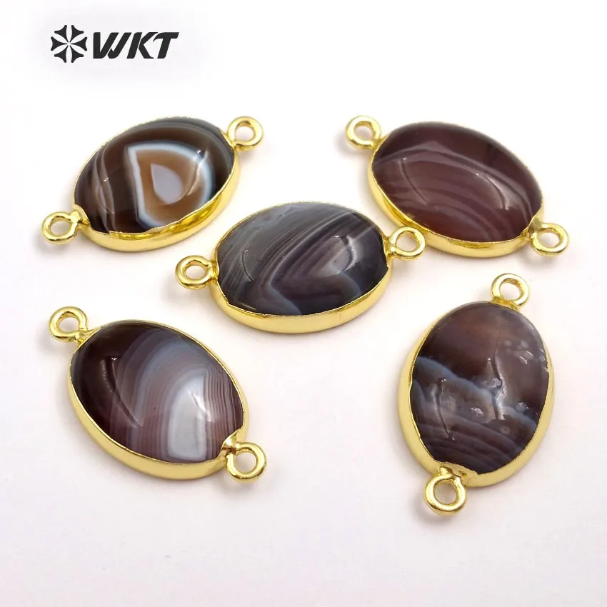 

WT-C252 Wholesale Custom Labradorite Charm Connectors Oval Charming Natural Stone Fashion Jewelry Making