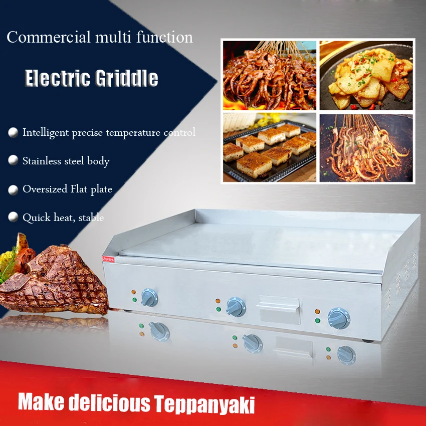 1PC FY-900 Commercial Stainless steel Electric Griddle Flat Pan Electric Grill Teppanyaki Dorayaki Griddle Machine