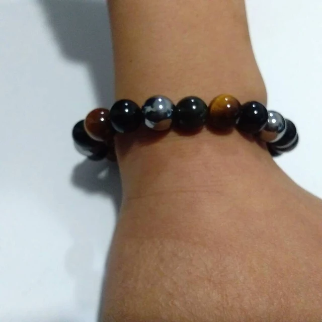 Bracelet Oeil De Tigre Hematite Et Obsidienne