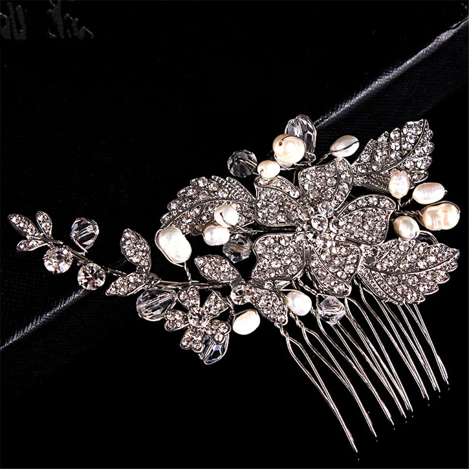 New Design Leaf Synthetic Flower Combs Bridal Hair Decoration Wedding Prom Jewelry wholesale