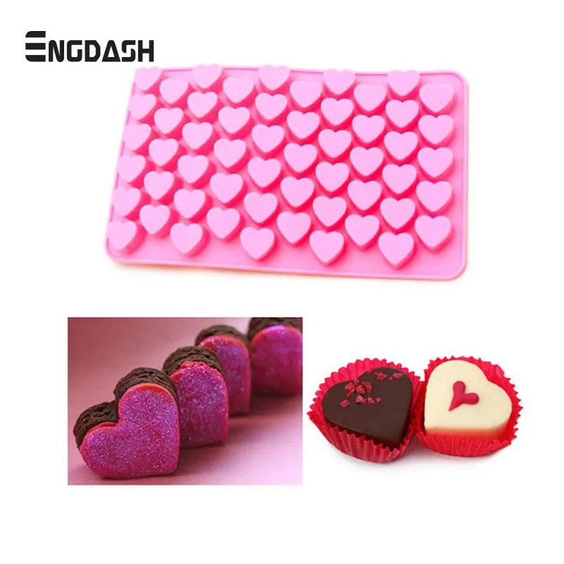 

ENGDASH Mini Heart Silicone Chocolates Shape Baking Pan Ice Cube Sweets Truffles Decorating Mould Dining Kitchen Accessories