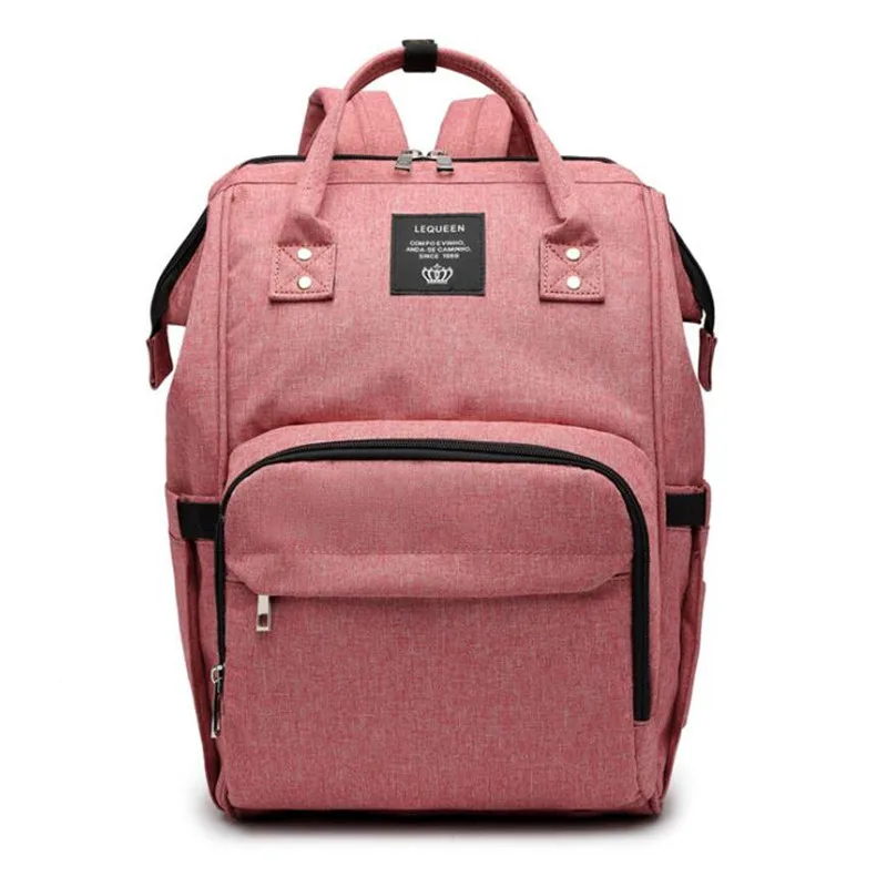 LEQUEEN детские пеленки сумка водостойкая Мумия Материнство подгузник сумка большая емкость Детская сумка дорожная сумка рюкзак для кормления сумка Прямая - Цвет: Pink