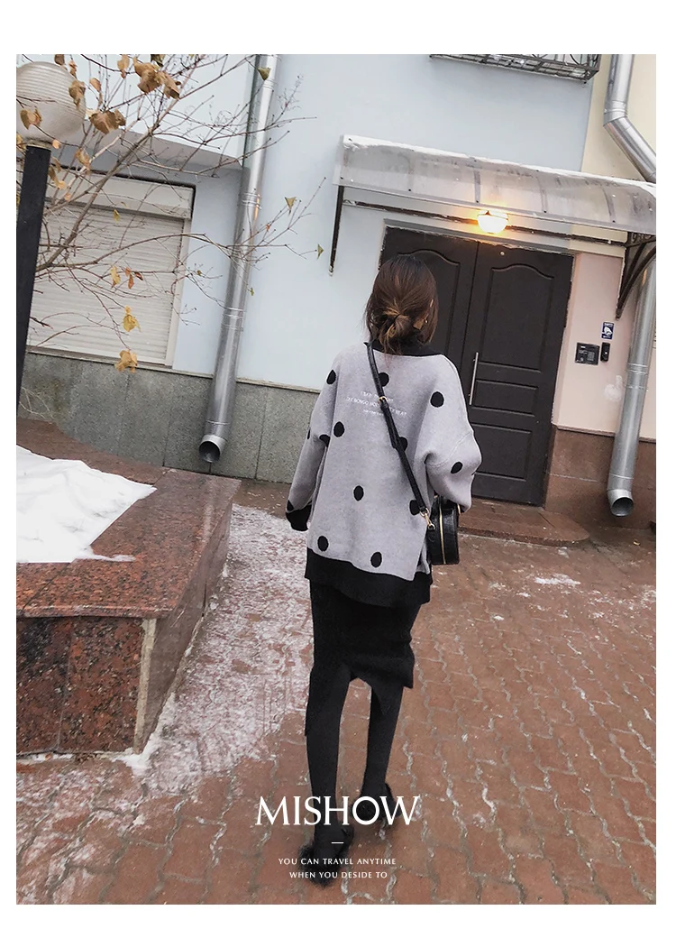 Mishow осенне- зимняя трикотажная приталенная юбка средней длинны Повседневный стиль Коллекция Осень-зима материал полиэстер