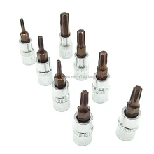 8 шт. Torx звездообразное гнездо Набор бит 1/" квадратного привода T8 T10 T15 T20 T25 T27 T30 T40 ударная головка гаечный ключ Отвертка с ультратонкой оправой 37 мм длиной