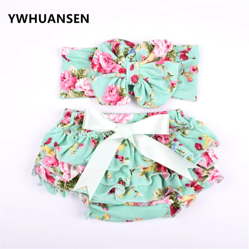 YWHUANSEN 2 шт./компл. трусики принцессы с повязкой на голову оборками и цветочным