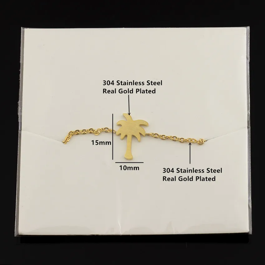 Золотой цвет Шарм пальмовый браслет с деревом для женщин мужчин Гавайский пляж ювелирные изделия из нержавеющей стали кокосовый браслет дружбы Femme подарки