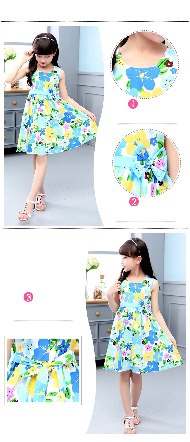 Children's Dress Girls Baby Summer Bohemian style Toddler Girls Sleeveless printed Dresses princess Holiday dress for 5-14Y kids clothing (6)