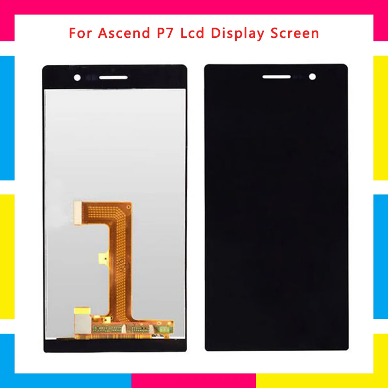 

5pcs/lot LCD Display Screen With Touch Screen Digitizer Assembly For Huawei Ascend P7 Black White DHL