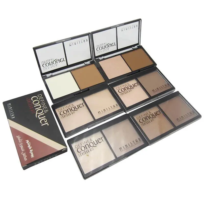 2 Colors Matte Powder Contour Bronzer Highlighter Palette Set Trimming