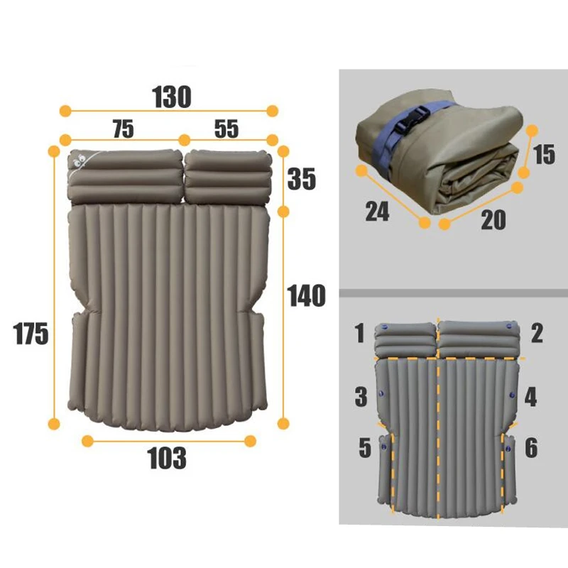  6/4 Car Travel Bed Camping Car Bed Portable Waterproof Car Mattress Inflatable Mattress Colchon Inf