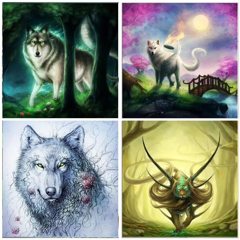 

5D Diamond Painting Cartoon Wolf Round Drill Embroidery DIY Animal Home Decoration Mosaic Crystal Cross Stitch Handmade Gifts