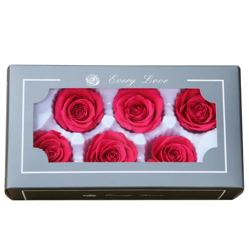 6 шт./кор., 5-6 см, Вечные цветы, цветок, бессмертная Роза, подарок на день Святого Валентина, вечная жизнь, мыло в подарочной коробке,, уровень A - Цвет: Rose Red