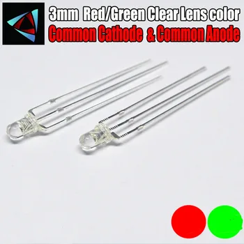 

1000pcs 3mm LED Diode Dual Color Red And Green Clear Lens Common Cathode & Common Anode Round Bi-Color DIY Light Emitting Lamp