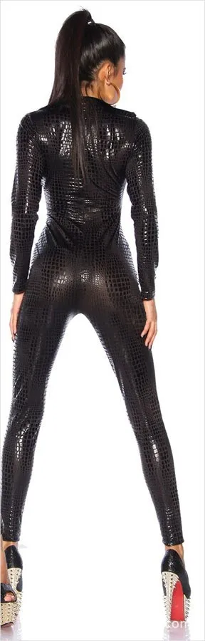 Fashion-Golden-Grey-Black-PU-Leather-Latex-Sexy-Catsuit-Costumes-Lingerie-Club-Wear-For-Women-Adult
