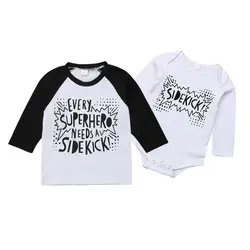 Одежда для семьи «большой/маленький братец»; топы для маленьких мальчиков; Детский комбинезон с длинными рукавами; футболка; одежда