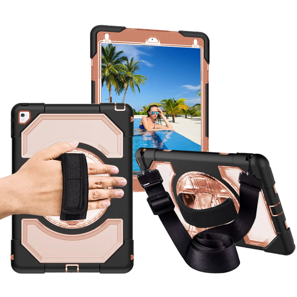 

Miesherk Case for iPad Pro 9.7 Cover Kids Shell with 360 Stand Shoulder Strap Hand Strap Protection Case for iPad 9.7 inch