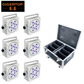 

6PCS + flight case Newest 12x18w RGBWA+UV 6 IN 1 Battery Wireless led par light uplight White/Black Housing Optional High Power