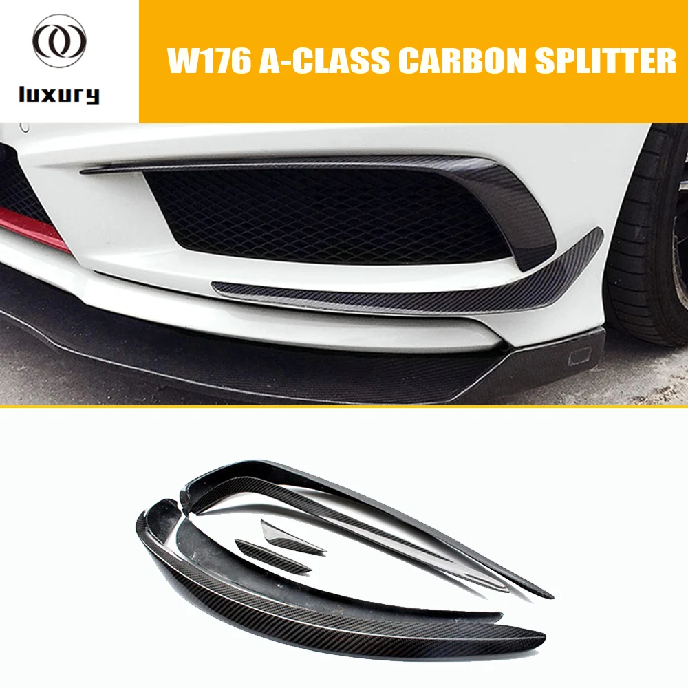 

W176 Carbon Fiber Front Bumper Side Canards Splitter Spoiler for Mercedes Benz W176 A180 A200 A260 A45 AMG Sport Bumper 13 - 15