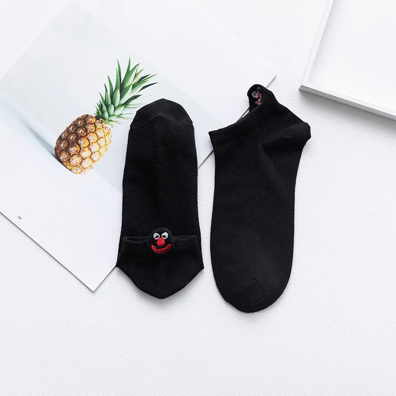 1 пара, женские носки с вышивкой Kawaii Happy Fashion, забавные Женские носочки, милые летние носки Harajuku, подарок - Цвет: 14