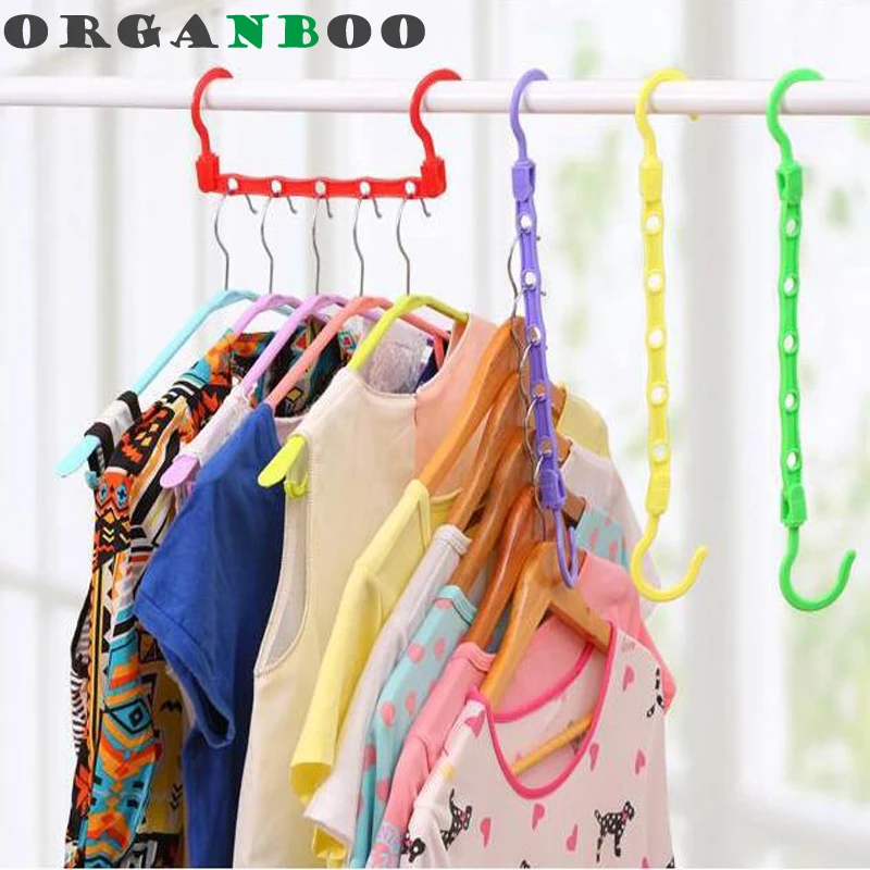 

ORGANBOO 1PC Hanging type magic five holes racks plastic anti-skid hangers multi-function drying racks random color