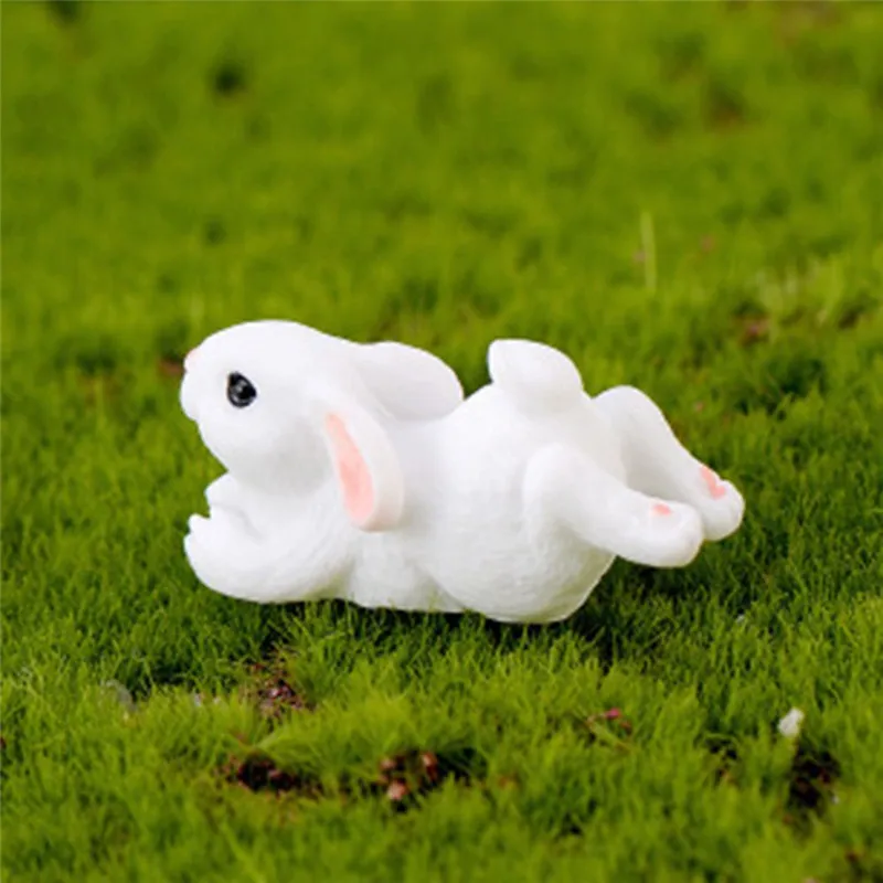 Милая Мини семейная фигурка белого кролика из смолы, микро пейзаж, домашний декор, домашний интерьер, микро Ландшафтный аксессуар