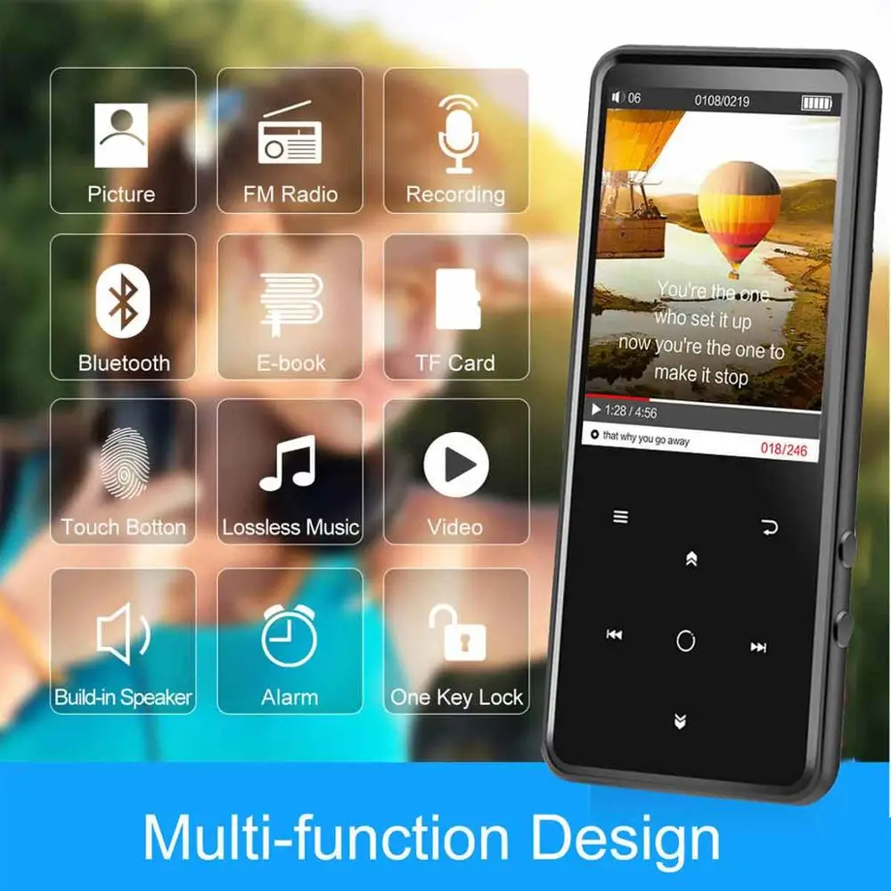 Bluetooth4.2 MP3 плеер 16G Динамик Металл hifi сенсорные клавиши музыкальный с fm радио