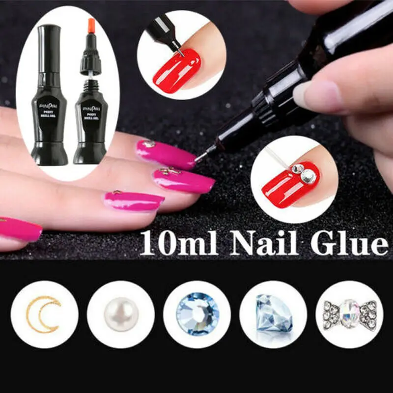 

10ml Nail Art Rhinestone UV Gel Glue Adhesives Sticky Crystal Gems Diamond Decor DIY False Nail Art Tips Point Drill Gel Glue