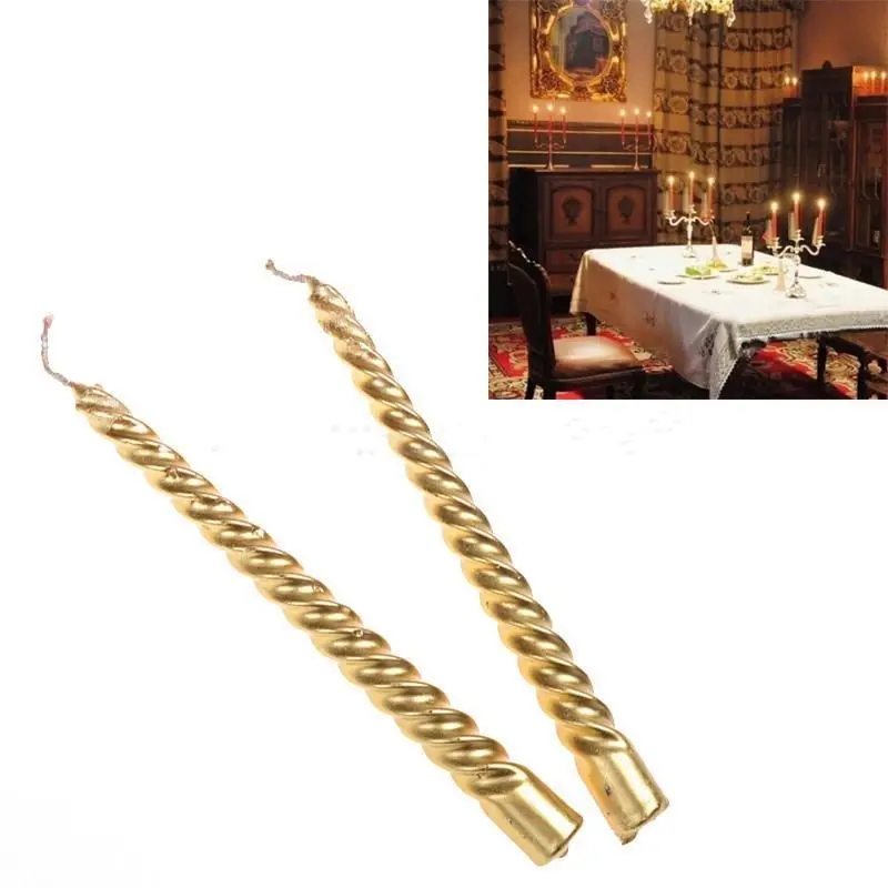 Candle 4pcs Taper Twisted Smokeless Dinner Dining Table Wedding Candles Wax Standard Wick-Burning Durable Eco-friendly Creative