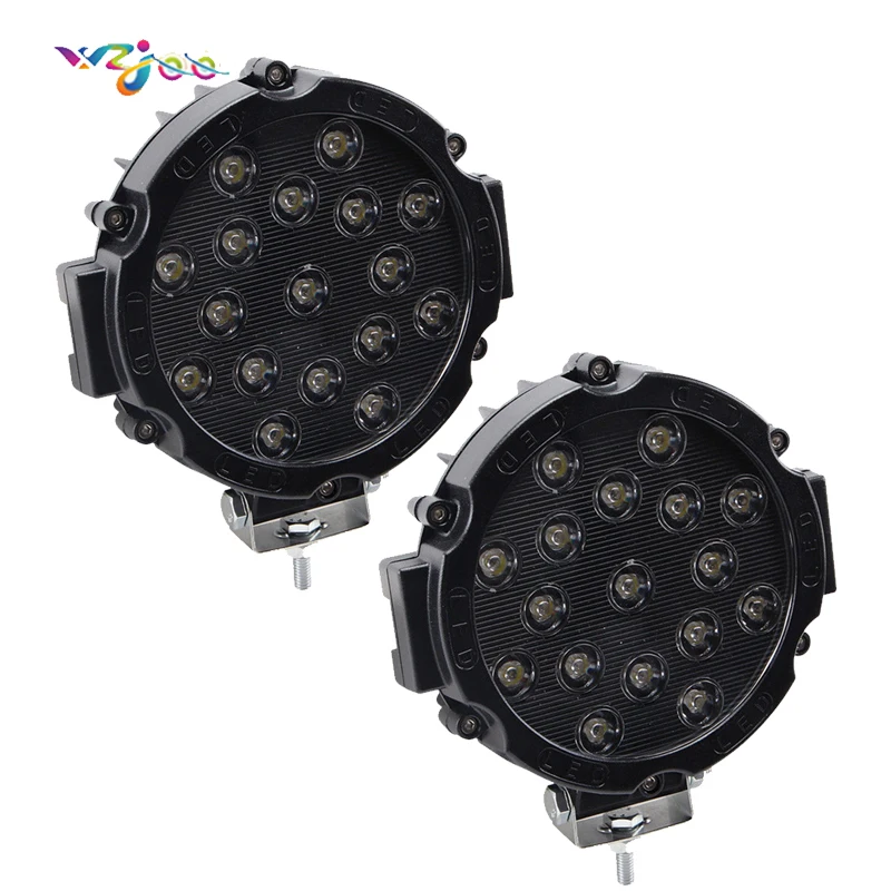 2 adet 7 "LED iş lambası şeridi 51w nokta sel Offroad LED ışık çubuğu 4WD 4x4 kamyon römork SUV