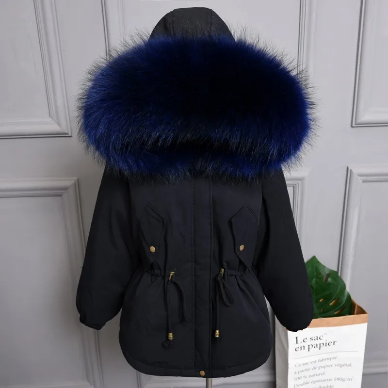 Plus size Natural Fur White Duck Down Winter Coat women's jacket with hood Thicken Warm women's down Parka chaqueta mujer YRE05 - Цвет: black blue