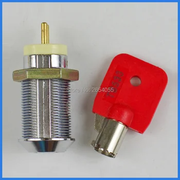 

5 pcs 32mm chrome plated round plug tubular electrical box switch lock with different keys