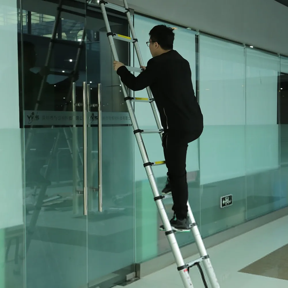 

3.2m Multi-Purpose Alloy Aluminum Retractable Multifunctional Telescopic Single Straight Extension Extendable Ladder NEW