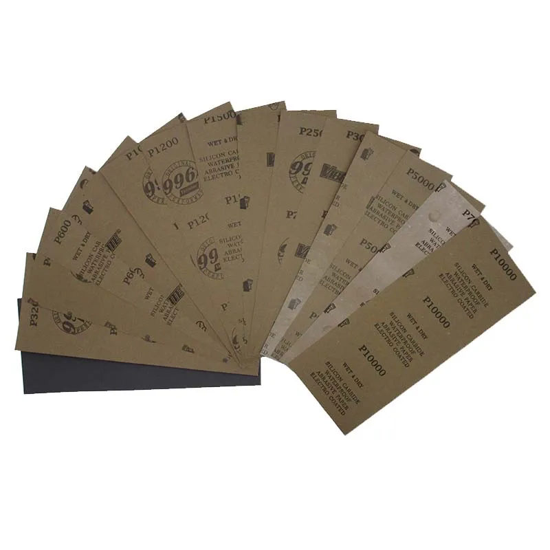

50 Pcs Sanding Sheets Waterproof Sandpaper 400 to 10000 Grit, 9" x 3.6", for Wood Furniture Finishing Automotive Metal Polishing