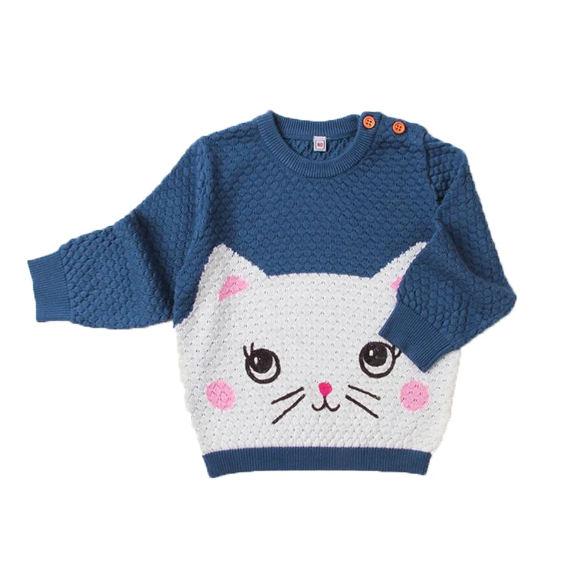 Encontrar Baby Cat Pattern Winter Knitted Clothes Boys/Girls O-Neck Pullovers Sweaters Newborn Kids Cute Jumper 6M-24M,DC510