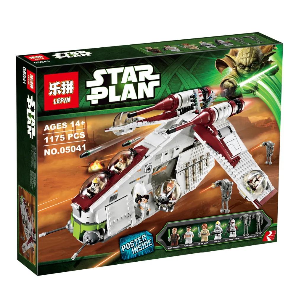 

2017 New LEPIN 05041 1175Pcs Stars Wars Republic Gunship Model Building Kits Minifigure Blocks Bricks Toys Compatible Gift 75021