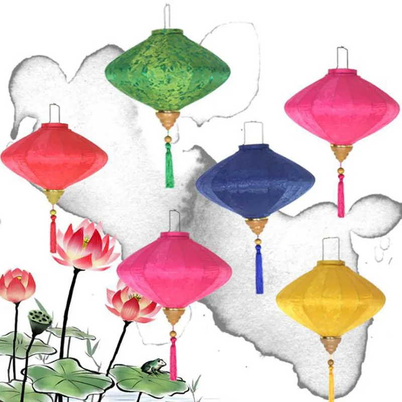 

5pcs/lot 12"/30cm Chinese Traditional Diamond Jacquard Satin Silk Hanging Lanterns New Year Party Decorations ZA5864