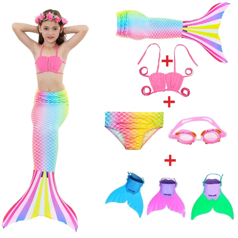 

Kids Mermaid Swimsuit Costume Girls Bikini Mermaid Tail Swimsuit with Fin Child's Wear Split Swimsuit Cospaly Clothing Swimwear