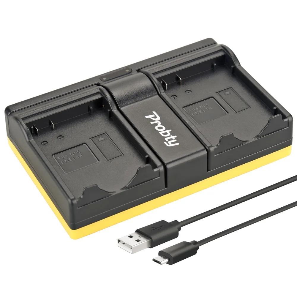 Probty EN-EL14 EN EL14 USB двойной Зарядное устройство для Nikon MB-D31 MB-D51 COOLPIX P7000 D3100 D3200 D5100 D5200