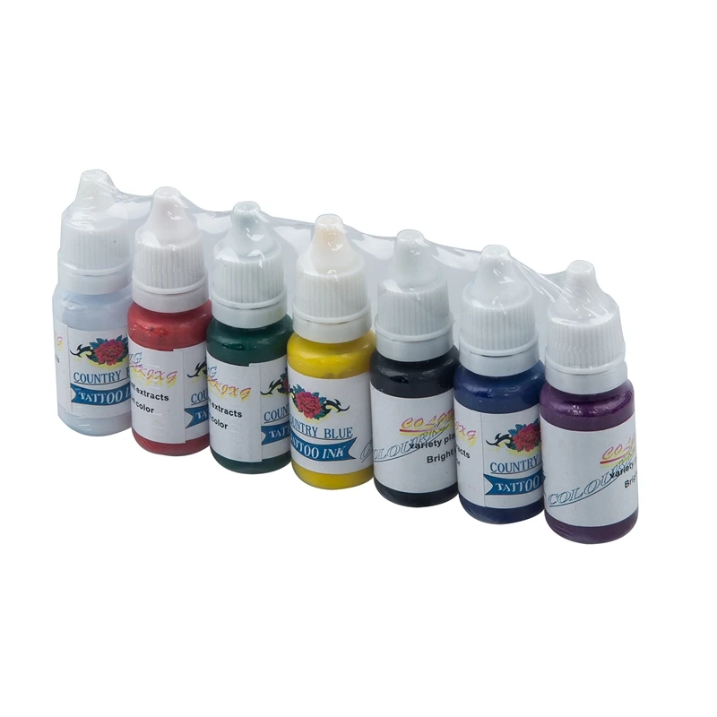 

Professional 7 Color Tattoo Ink Pigment Supplies Set Kit 15ml 1/2 oz ounce