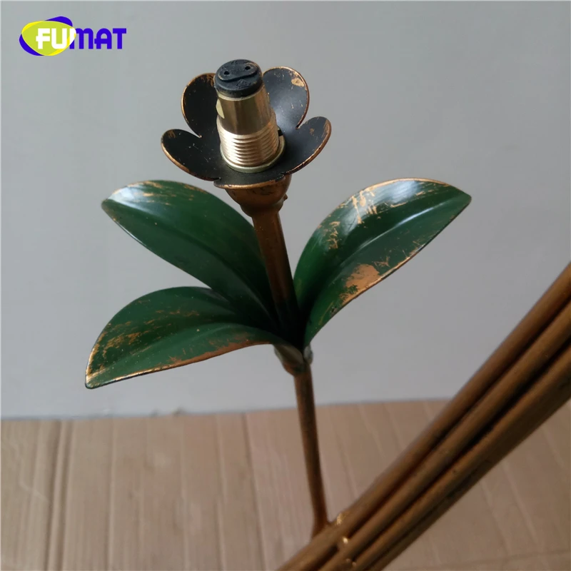 FUMAT Flower Floor Lamps Metal Glass Art Deco Light Living Room Nordic Pastoral Light For Bed Room Yellow Glass Shade LED Lights