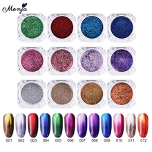 Monja 12 цветов дизайн ногтей волшебный лак с зеркальным эффектом фольги порошок хром пигмент пыль DIY украшения Аксессуары