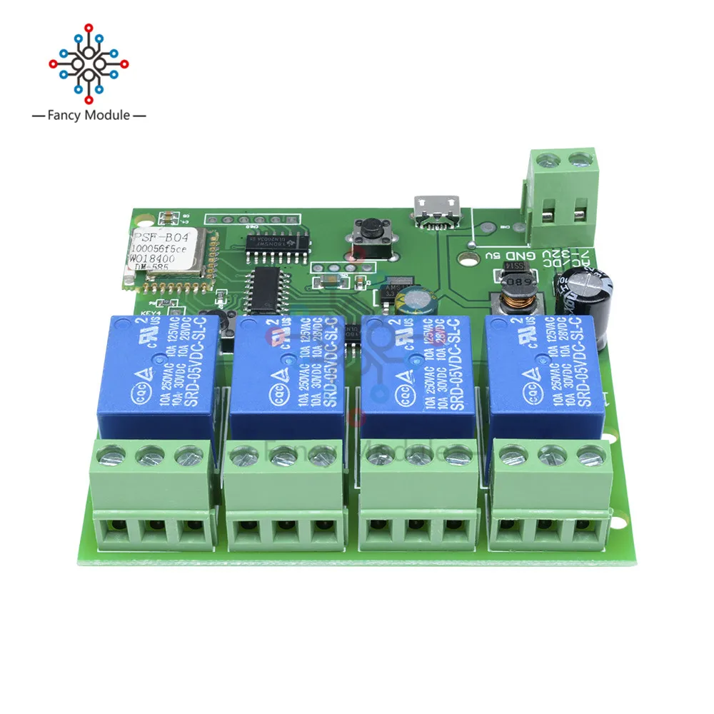 Релейный модуль diymore 4CH RF Smart Switch DC 5 В/7 32 в беспроводной Wi Fi релейный переключатель
