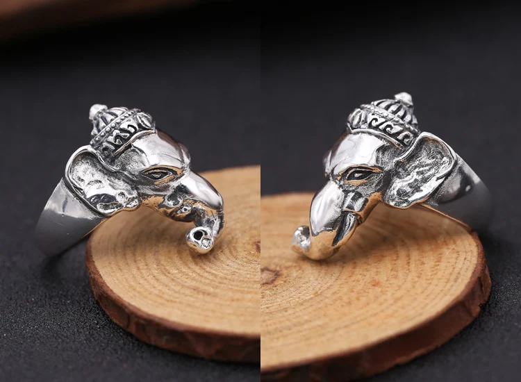Будда пара Винтаж кольцо 925 пробы Серебряные ювелирные изделия Для мужчин Для женщин тайский слон Магистральные любовь кольцо fine jewelry R025