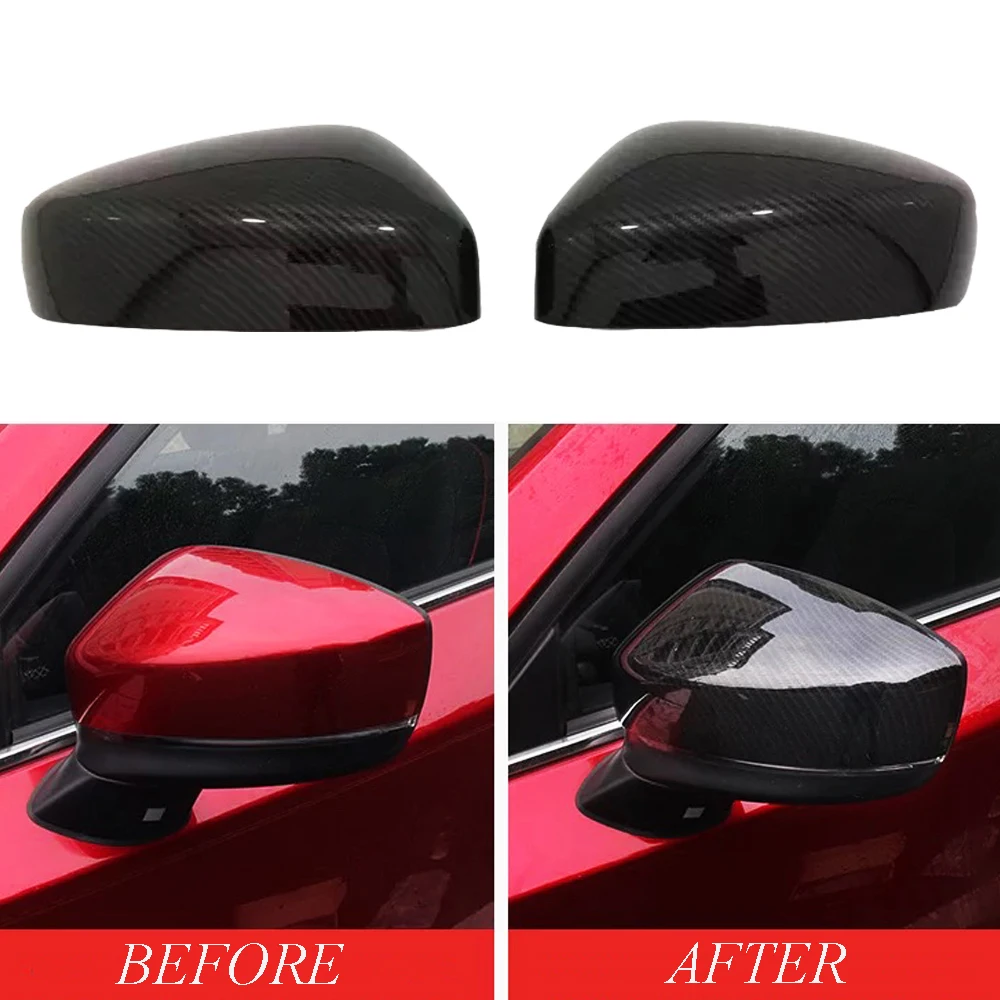 JEAZEA 2PCS Carbon fiber Car Styling Rearview Mirror Cover Side Wing