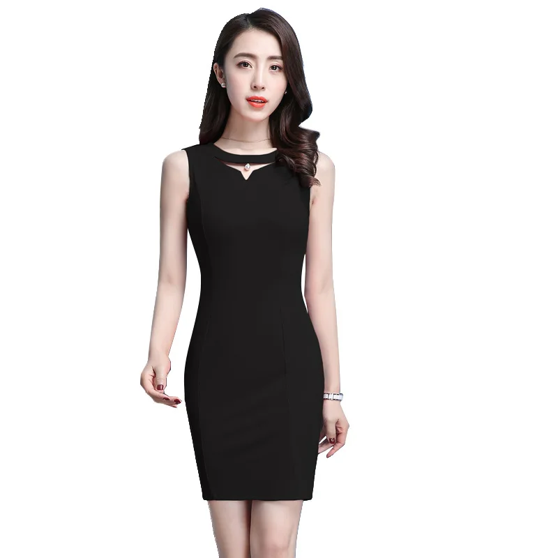 Fmasuth Summer Sleeveless Dresses Women Elegant Vestido Oficina Ladies