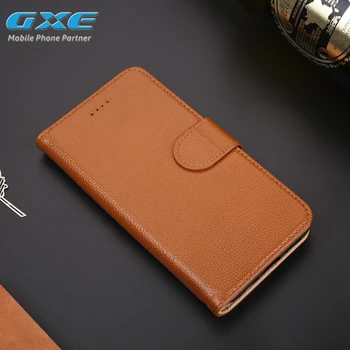 

GXE Fashion Luxury Genuine Leather Litchi Pattern Wallet Case For iPhone X With Slot Card Flip Mobile Phone Bag For iPhone 10
