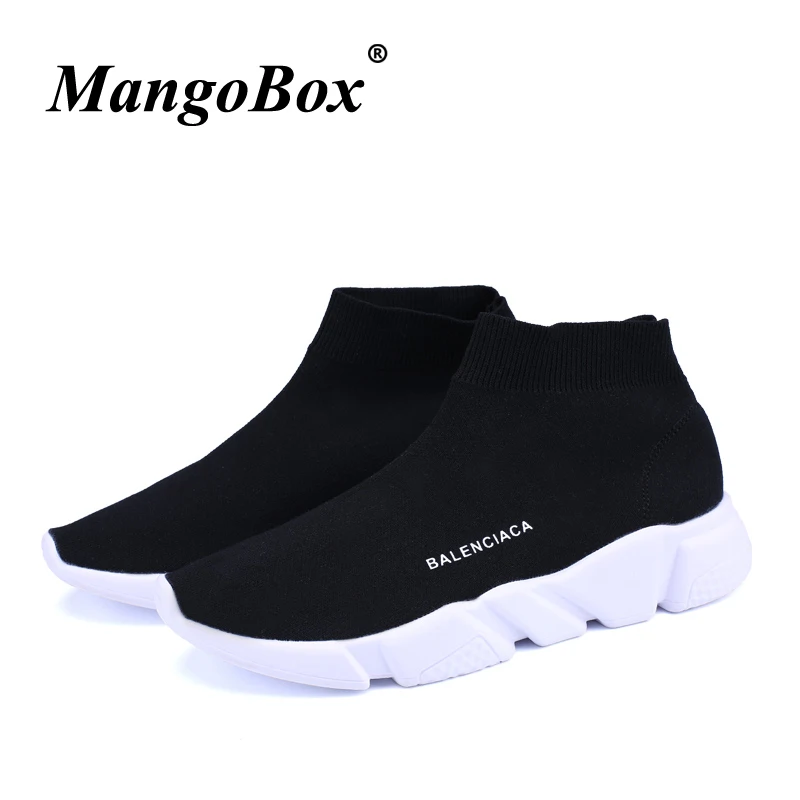 

High Top Sneakers Knitted Mesh Couples Brand Running Shoes Socks Slip On Jogging Athletic Sneakers Comfortable Trainers Shoe Men