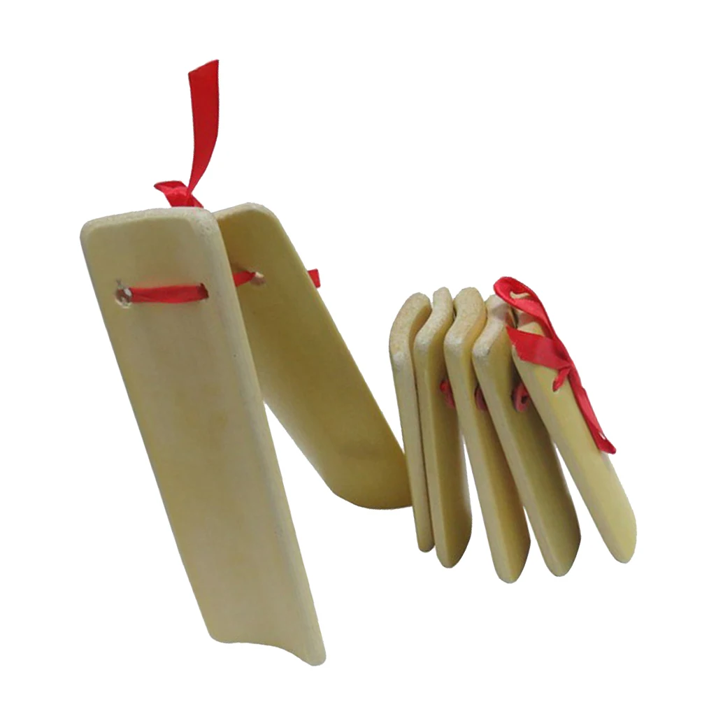 Tooyful Exquisite 2Pcs Bamboo Hand Clappers Finger Castanet Clicker Large+Small Kids Preschool Percussion Toys